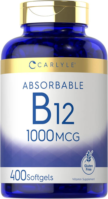 Carlyle Vitamin B-12 1000 Mcg | 400 Softgels | Absorbable Formula | Non-Gmo And Gluten Free Supplement