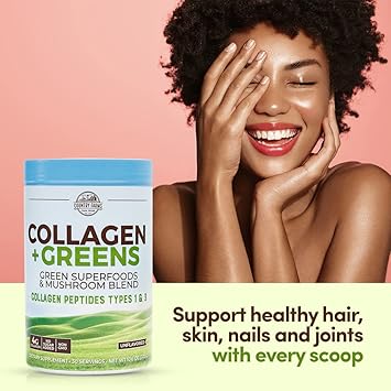 Country Farms Collagen Peptides Powder With Greens Dietary Powder Supplement (Type I, Iii) For Skin Hair Nail And Joints, Dairy/Gluten/Sugar Free, Energizing Superfoods, Natural, 10.6 Oz 30 Servings : Health & Household