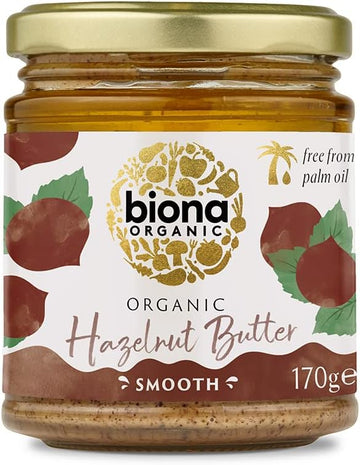 Biona Organic Hazelnut Butter, 170g - Smooth, Palm Oil & Emulsifier Free - 100% Organic Fresh Roasted Hazelnuts - No Added Sugar or Salt - Peanut, Almond Butter Alternative - Vegan