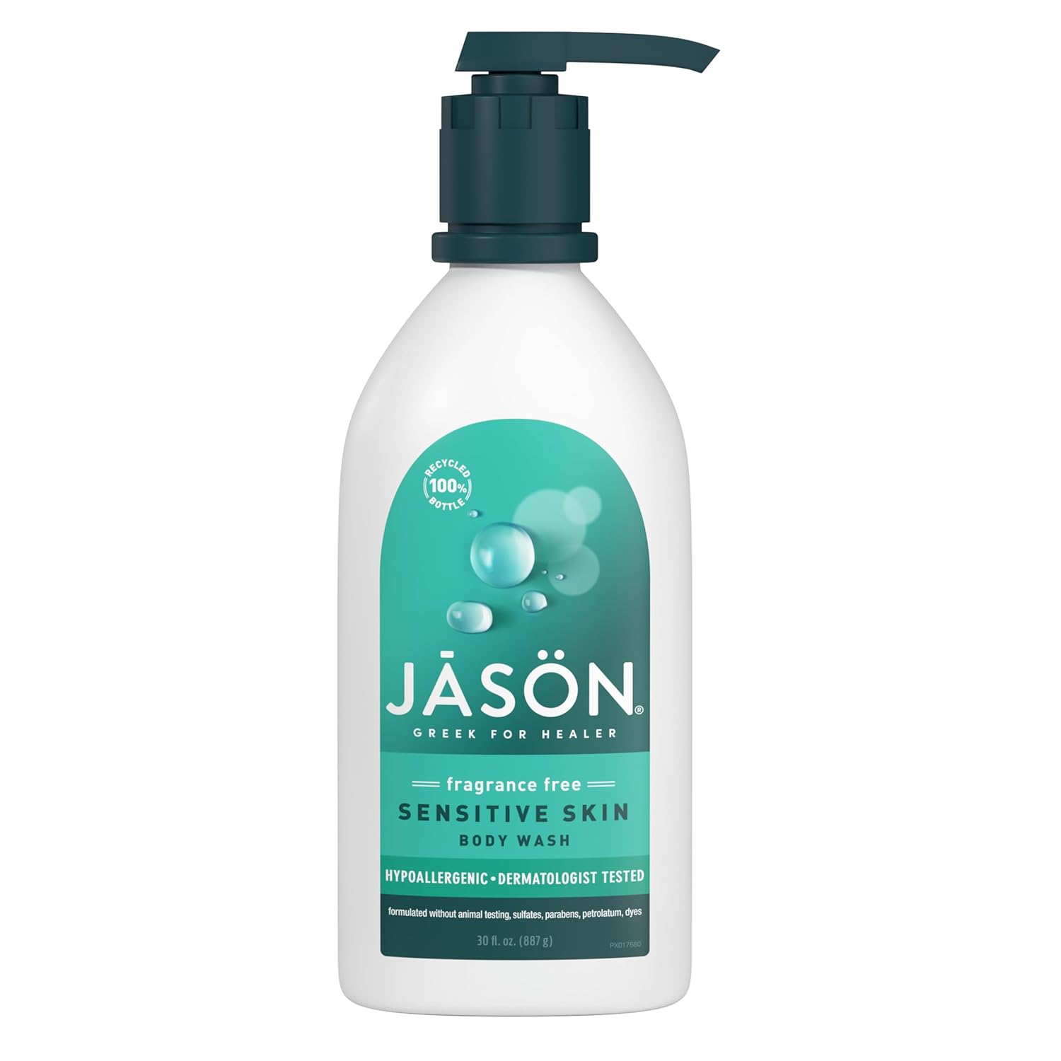 Jason Sensitive Skin Fragrance Free Body Wash, For A Gentle Feeling Clean, 16 Ounces