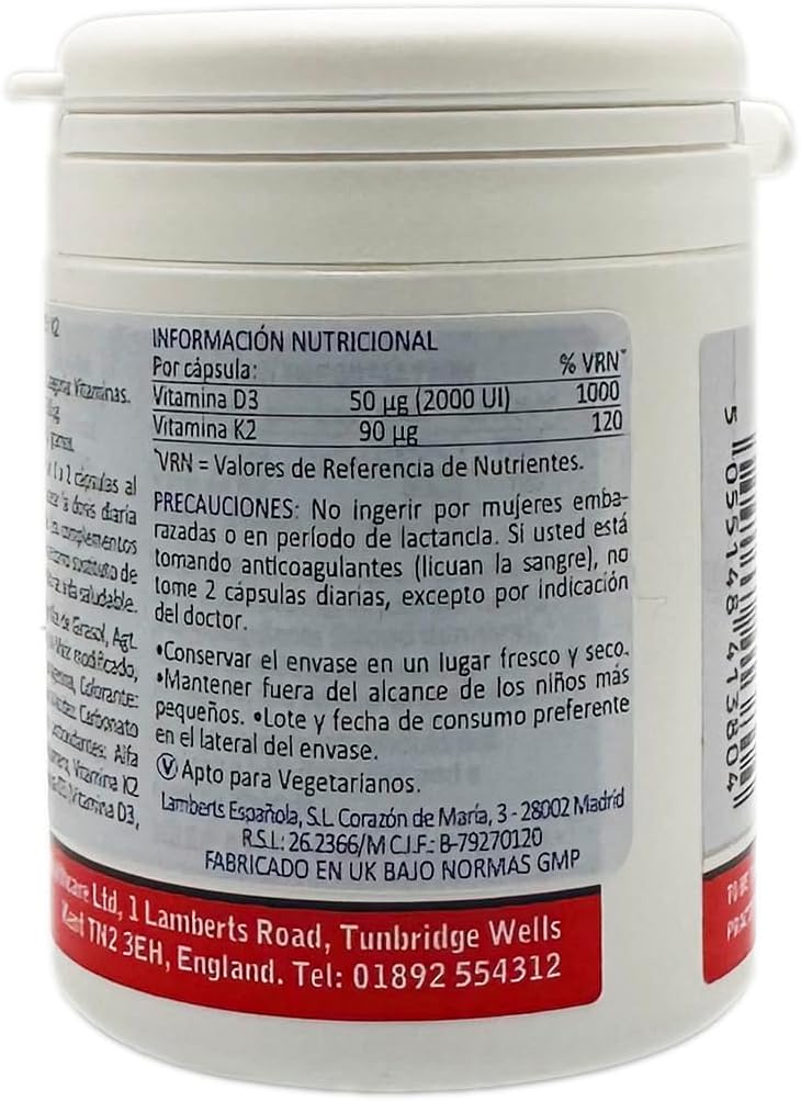 Lamberts Vitamin D3 2000iu & K2 90µg Complex 90 Capsules : Amazon.co.uk: Health & Personal Care