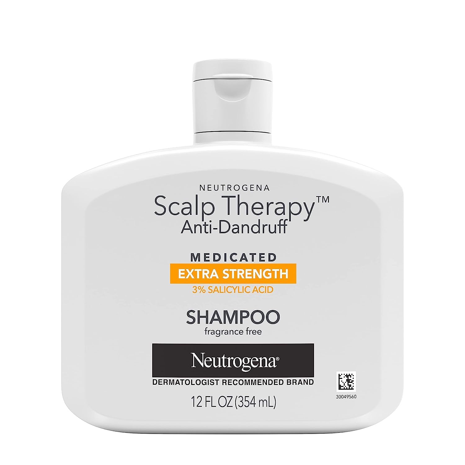 Neutrogena Scalp Therapy Anti-Dandruff Shampoo Extra Strength, With 3% Salicylic Acid, Fragrance Free, 12 Fl Oz