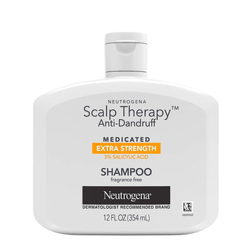 Neutrogena Scalp Therapy Anti-Dandruff Shampoo Extra Strength, With 3% Salicylic Acid, Fragrance Free, 12 Fl Oz