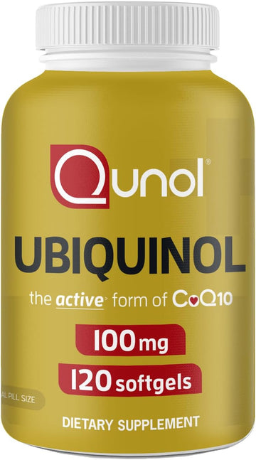 Ubiquinol CoQ10 100mg Softgels, Qunol Ubiquinol - Active form Of Coenzyme Q10, Antioxidant For Heart Health, Healthy Blood Pressure Levels, Beneficial To Statin Users, 4 Month Supply - 120 Count