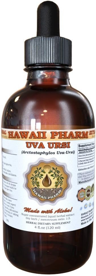 Hawaiipharm Uva Ursi Liquid Extract, Organic Uva Ursi (Arctostaphylos Uva-Ursi) Tincture, Herbal Supplement, Made In Usa, 4 Fl.Oz
