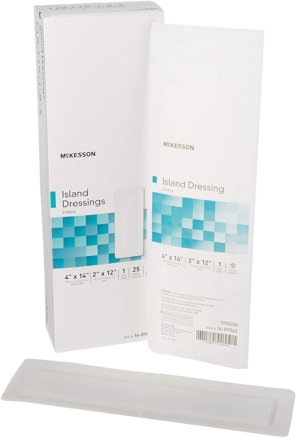 Mckesson Island Dressings, Sterile, Dimension 4 In X 14 In, Pad 2 In X 12 In, 25 Count, 1 Pack