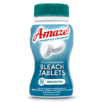AMAZE Ultra Concentrated Bleach Tablets [32 tablets] - Meadow Scent - for Laundry, Toilet, and Multipurpose Home Cleaning. No Splash Liquid Bleach Alternative