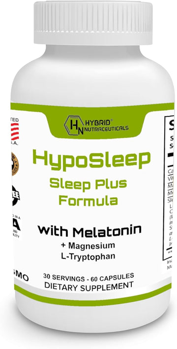 Hybrid Nutraceuticals Hyposleep With10Mg Melatonin, 905Mg Sleep Plus Formula For Adults - Support Sleep & Relaxation, 5 Htp Supplement, Nighttime Sleep Aid - 60 Capsules