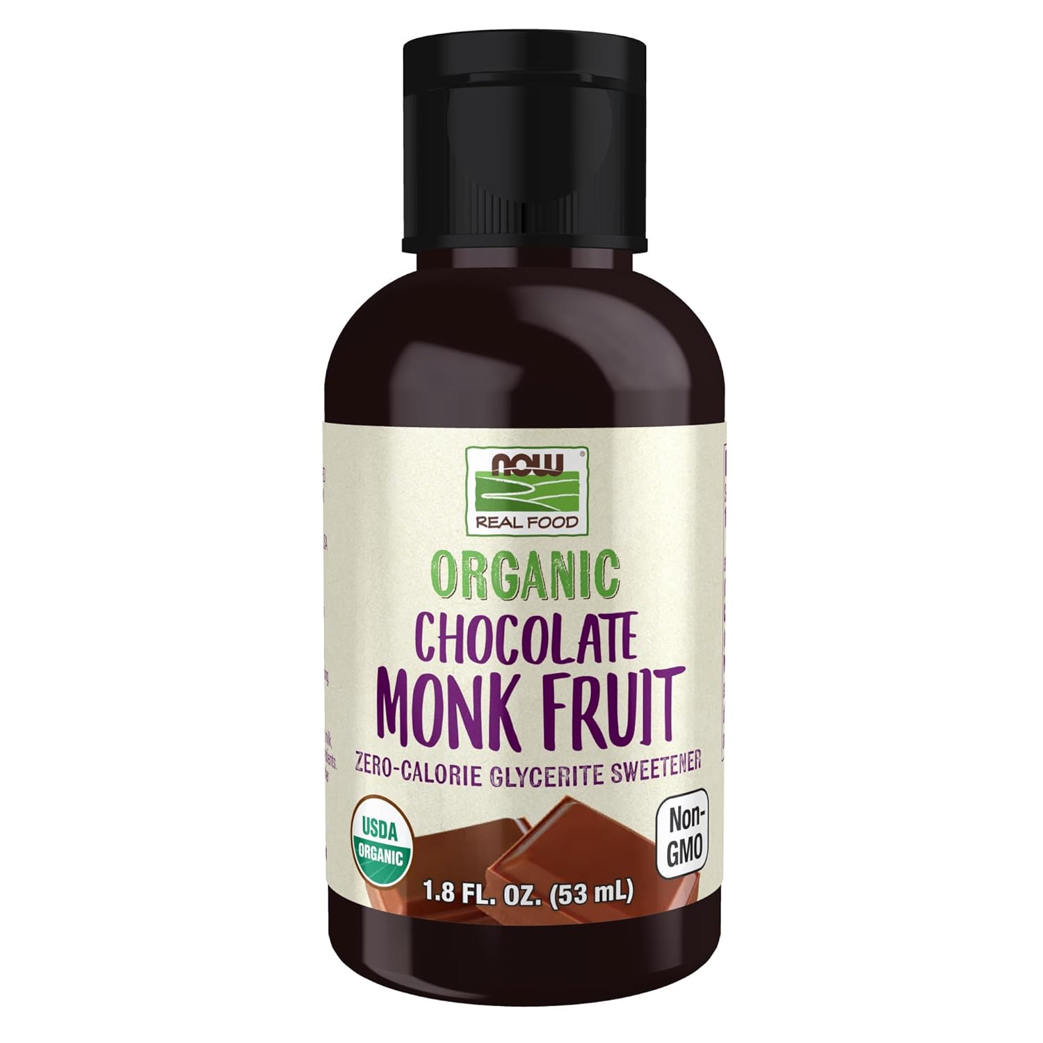 Now Foods, Organic Liquid Monk Fruit, Chocolate, Zero-Calorie Sweetener, 1.8-Ounce