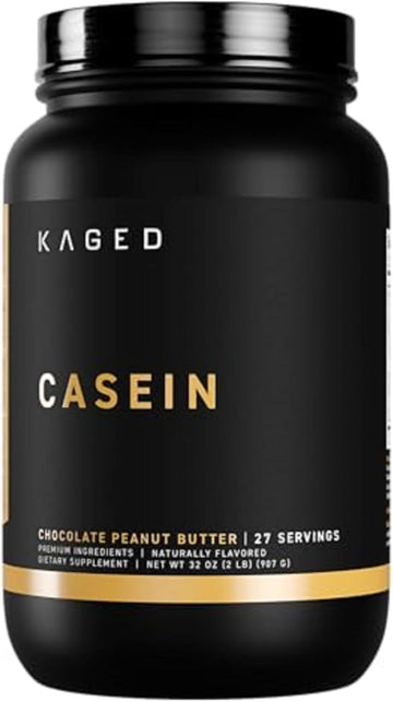 Kaged Premium Casein Protein Powder, Chocolate Peanut Butter, Micellar Casein, Banned-Substance Free Supplement, Build Muscle, Recover Faster, Kasein, 25 Servings