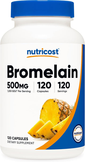 Nutricost Bromelain 500mg, 120 Vegetarian Capsules - Bromelain (1200 GDU), Non-GMO, Gluten Free