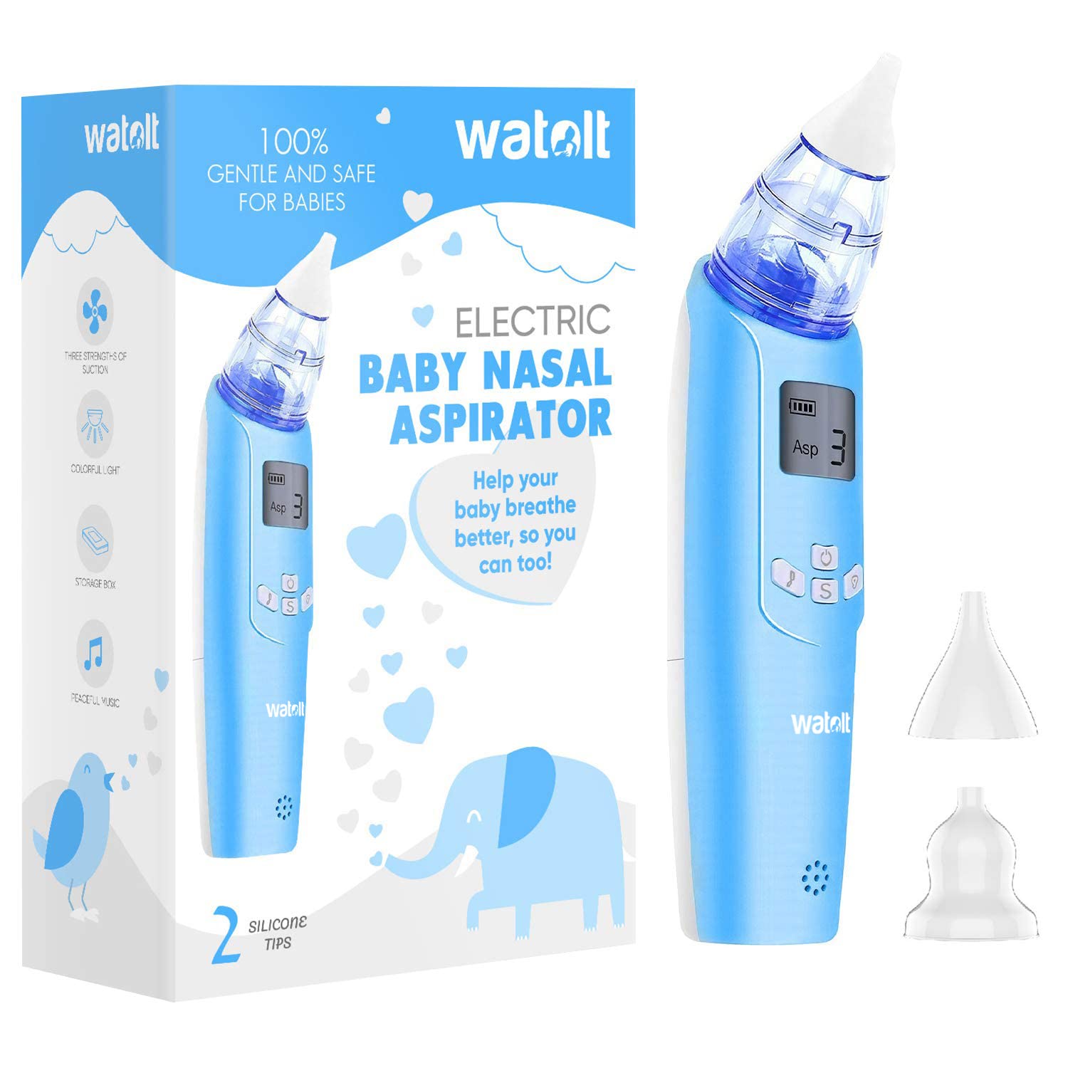 Baby Nasal Aspirator - Electric Nose Suction for Baby - Automatic Booger Sucker for Infants - Battery Powered Snot Mucus Remover for Kids Toddlers