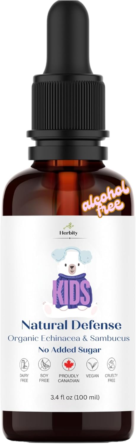 Kids Natural Defense Support – Liquid Echinacea Drops For Toddlers & Children – Herbal Formula For Daily Wellness, Natural Seasonal Support, Non-Drowsy & Kid-Friendly (3.4 Fl Oz)