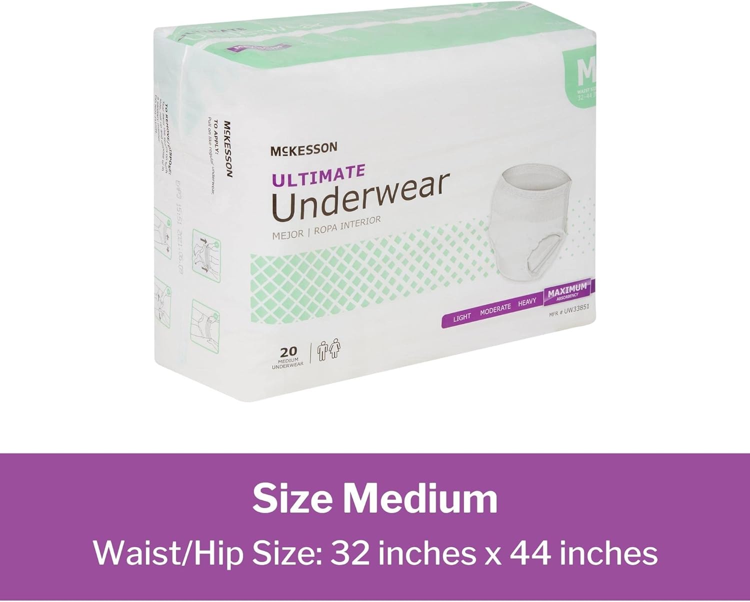 McKesson Ultimate Underwear, Incontinence, Maximum Absorbency, Medium, 20 Count
