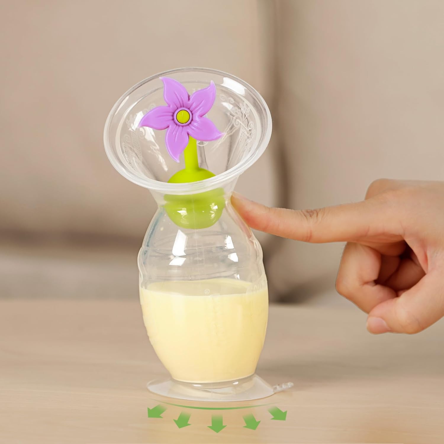haakaa Silicone Breastpump Manual Breast Pump Milk Saver Milk Pump with Suction Base and Flower Stopper 100% Food Grade Silicone BPA Free (5oz/150ml) (Purple) : Baby