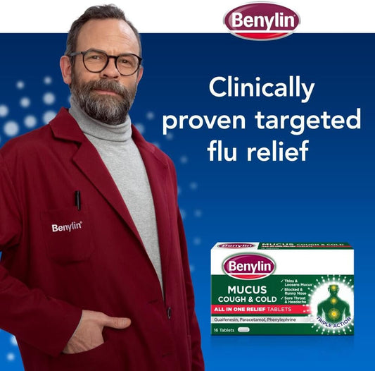 Benylin Mucus Cough & Cold All In One Tablets, 16 Each