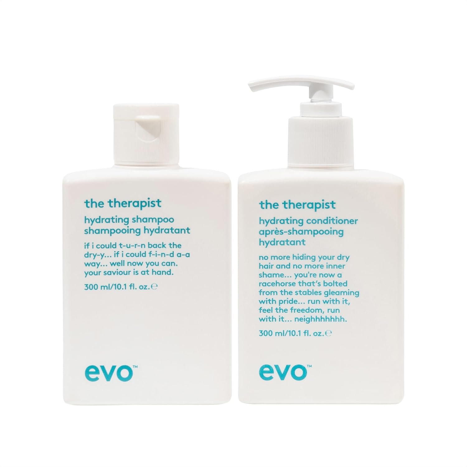 Evo The Therapist Hydrating Shampoo & Conditioner - Hydrates, Strengthen And Softens Whilst Improving Shine - Protects Colour Treated Dry Hair, Helps To Detangle - 300Ml / 10.1Fl.Oz