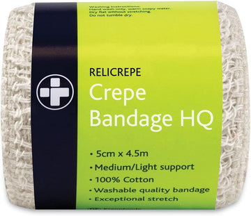 Reliance Medical Relicrepe Crepe Bandage Hq - Washable And Stretchable, Suitable For Treating Sprains, Strains And Minor Aches, 10 Cm X 4 M, Pack Of 10