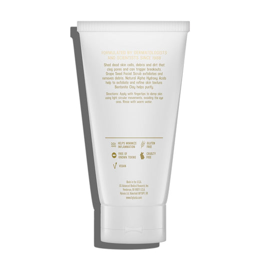 Hylunia Skincare Grape Seed Facial Scrub – Gentle Exfoliating Face Scrub With Ground Grape Seed, Bentonite Clay, And Alpha Hydroxy Acid For Smooth, Glowing Skin And Refined Pores, 5.1Oz ?