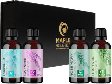 Essential Oil Set For Skin And Hair - Extra Large 100% Pure Essential Oils For Skin Hair And Nails With Premium Lavender Peppermint Tea Tree And Rosemary - Multi Use Topical Essential Oil Kit - 4 Pack