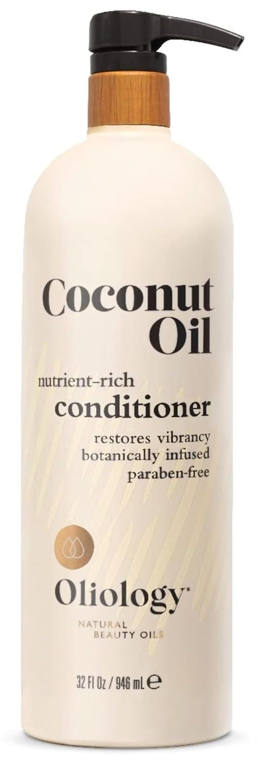 Oliology Nutrient Rich Coconut Oil Conditioner - Restores Vibrancy & Softens Hair | Repairs Damaged Dry Weak Hair | Intensely Hydrates | Botanically Infused | Paraben Free (32 Fl Oz)