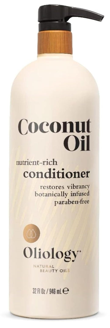 Oliology Nutrient Rich Coconut Oil Conditioner - Restores Vibrancy & Softens Hair | Repairs Damaged Dry Weak Hair | Intensely Hydrates | Botanically Infused | Paraben Free (32 Fl Oz)
