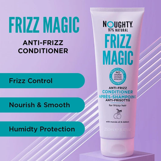 Noughty Frizz Magic Conditioner, Anti Frizz/Humidity Conditioning Formula For Frizzy, Curly & Wavy Hair, 97% Natural Sulphate Free Vegan Haircare For Smooth Control & Shine (250Ml)