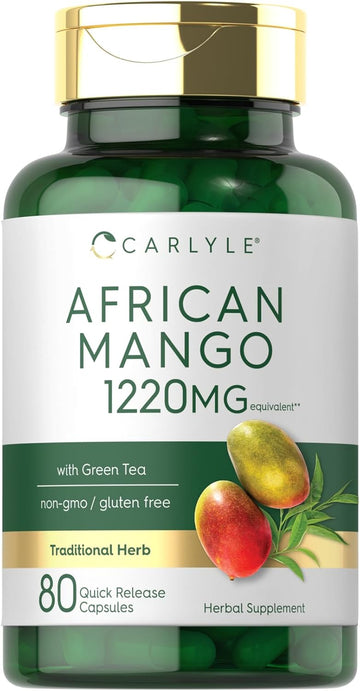 Carlyle African Mango Supplement 1220Mg | 80 Capsules | With Green Tea Extract | Non-Gmo, Gluten Free