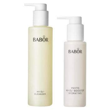 Babor Hy-Ol Cleanser & Phyto Hy-Ol Booster Hydrating Set, Double Cleansing, Oil Cleanser And Makeup Remover Oil For Dull, Dry Skin