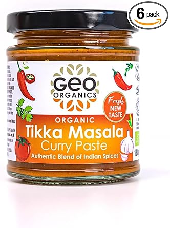 Geo Organics Tikka Masala Curry Paste 180g (Pack of 1) Serves 4 | Organic Curry Paste | Certified Organic & Vegan-Friendly | Authentic Restaurant Recipe Base Tikka Masala Vegan Food : Amazon.co.uk: Grocery