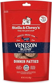 Stella & Chewy's Freeze Dried Dog Food,Snacks 14-OZ Bag with Hot Spot Pet Food Bowl - Made in USA (Venison)