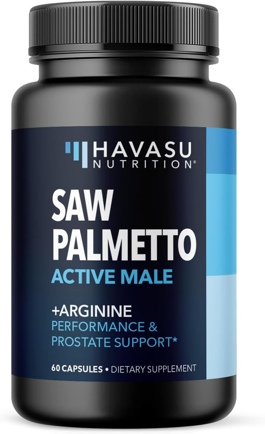 Saw Palmetto For Men With L Arginine Supplement - Hair Health & Male Health Support - L-Arginine Saw Palmetto Supplement With S7 Plant-Based Ingredients - Performance & Endurance - 60 Male Pills