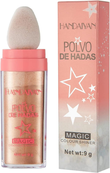 Highlight Patting Powder Facial High Light Blusher Sparkly Shimmer Natural High Gloss Powder For Face Body Hair Fairy High Light Patting Powder (Gloden Brown)