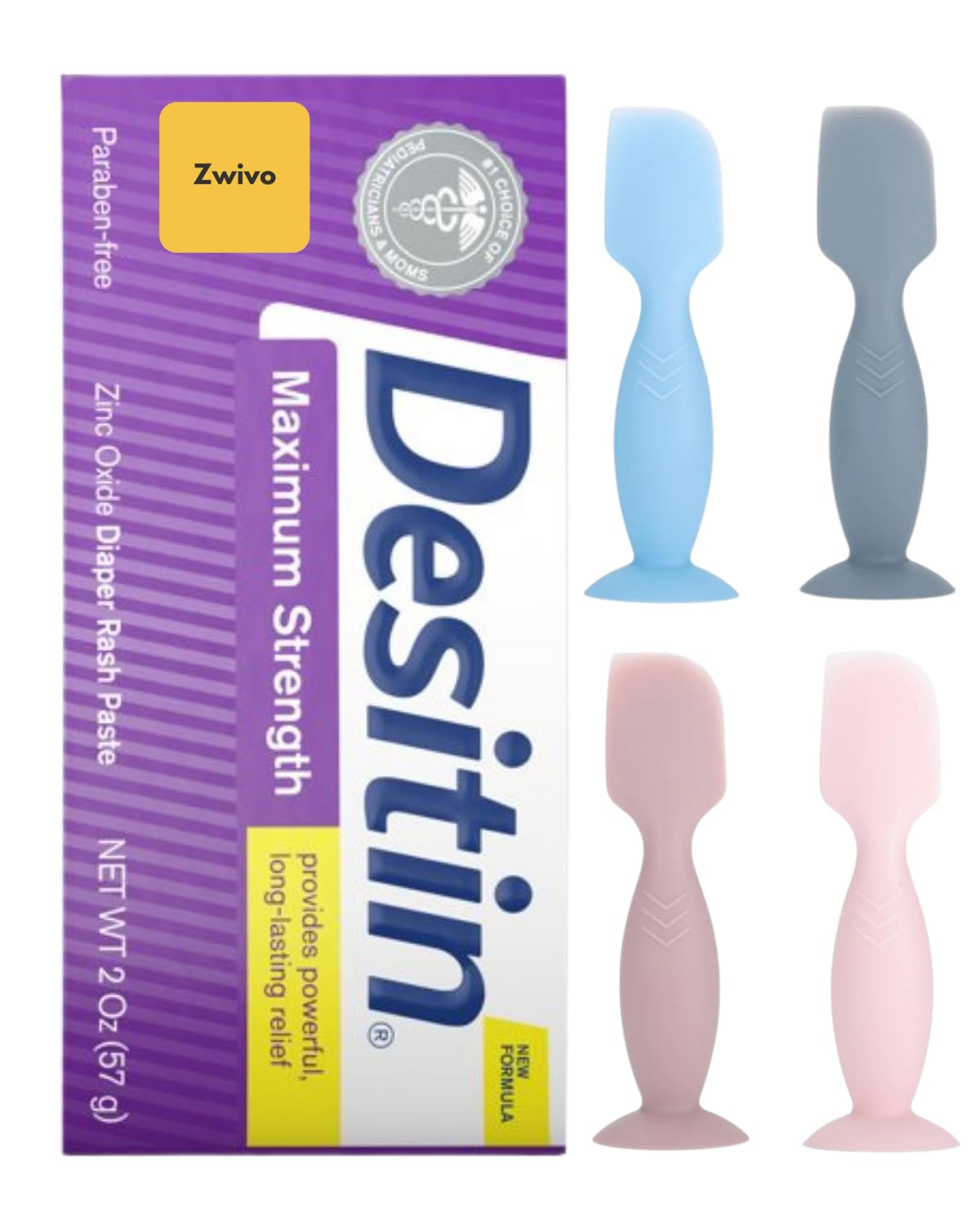 Desitin Maximum Strength Diaper Rash Cream for Baby 2oz Travel Bundle with Baby Diaper Cream Spatula Applicator - Baby Butt Paste Spatula Applicator