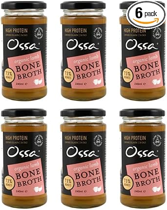 Ossa Bone Broth – Beef, 100% Natural & High Protein | Gut Health & Digestion Support | Keto & Paleo Friendly | Preservative-Free | 240Ml (Pack Of 6)