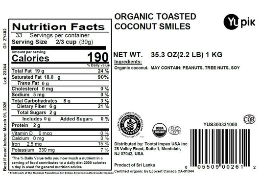 Yupik Organic Toasted Smiles, Coconut 35.2 Ounce