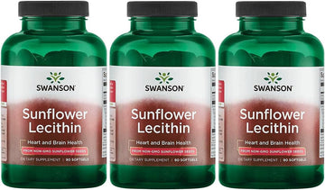 Swanson Sunflower Lecithin - Herbal Supplement Promoting Healthy Brain Function - Natural Formula Supporting Heart Health & Healthy Lipid Balance - (90 Softgels, 1200Mg Each) 3 Pack