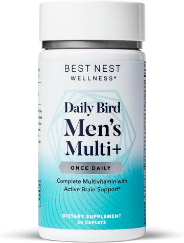 Best Nest Daily Bird Men'S Multivitamin With Probiotics, Methylfolate, B12, With Whole Food Organic Blend, Once Daily Multivitamin Supplement, 30 Ct