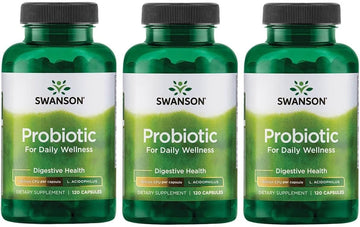 Swanson Probiotic - Digestive Health Supplement W/ 1 Billion Cfu Per Capsule - Natural Formula Supporting Bowel Regularity & Daily Wellness - (120 Capsules) (3 Pack)