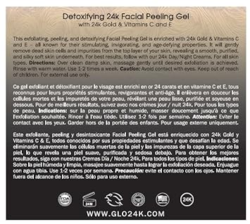 Glo24K Facial Peeling Gel With 24K Gold And Vitamins C,E. For Optimal Exfoliation And Microdermabrasion. Restore And Revive Your Skin. : Beauty & Personal Care