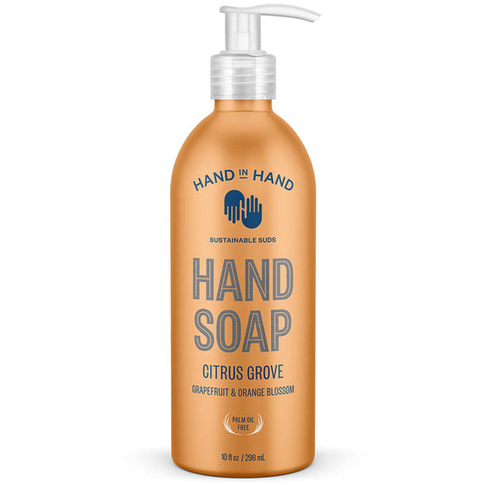 Hand In Hand Nourishing Liquid Hand Soap, 10 Fl Oz, Grapefruit & Orange Blossom, Citrus Grove Scent, 4 Pack