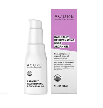 Acure Radically Rejuvenating Rose Argan Oil - Face, Hair & Body Oil Serum Rich In Vitamin E - Lightweight, Non-Greasy, Vegan - 1 Fl Oz