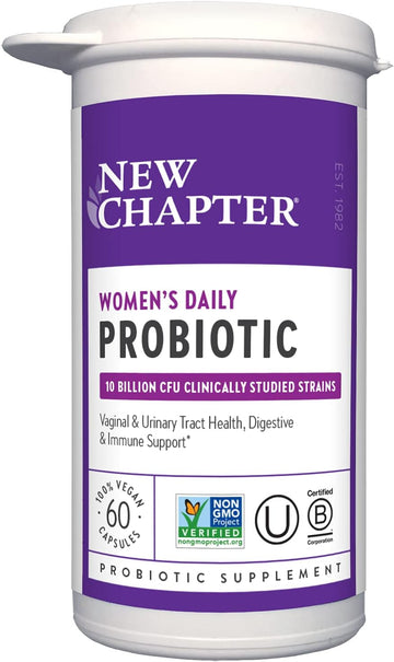 New Chapter Probiotics For Women - 60 Ct (2 Month Supply), Women'S Daily Probiotic With Prebiotics And Probiotics + 100% Vegan + Soy Free + Non-Gmo