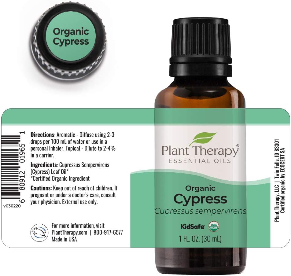 Plant Therapy Organic Cypress Essential Oil 30 mL (1 oz) 100% Pure, Undiluted, Therapeutic Grade : Health & Household