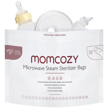 Momcozy Microwave Steam Sterilizer Bags, 2 Count Travel Sterilizer Bags Reusable For Breast Pump Parts/Baby Bottle, 20 Uses Per Bag, Breastpump Accessories For Momcozy S9 Pro/S12 Pro/V1/V2, Not For M5