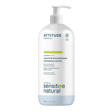 Attitude Hair Shampoo For Sensitive Dry Scalp, Ewg Verified, Soothing Oat, For Thin Hair, Naturally Derived Ingredients, Vegan And Plant-Based, Volume And Shine, Unscented, 32 Fl Oz