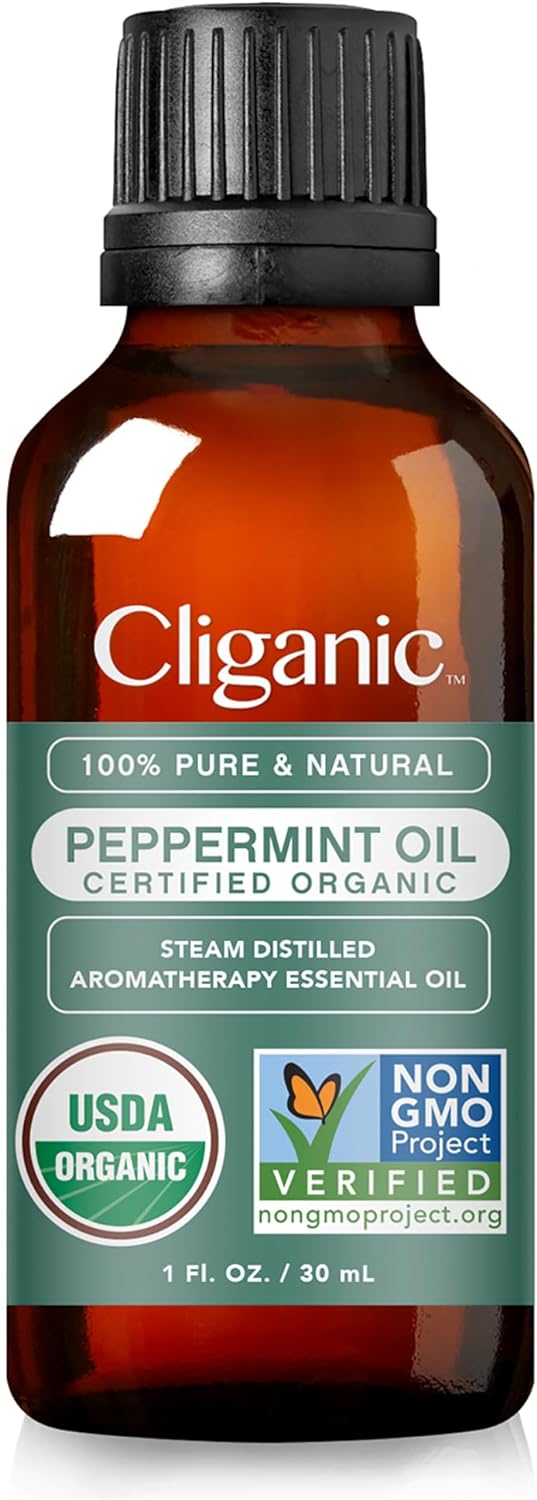 Cliganic Organic Peppermint Essential Oil, 1Oz - 100% Pure Natural Undiluted, For Aromatherapy | Non-Gmo Verified