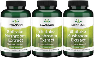 Swanson Shiitake Mushroom Extract (4:1) 500 Milligrams 120 Capsules (3 Pack)