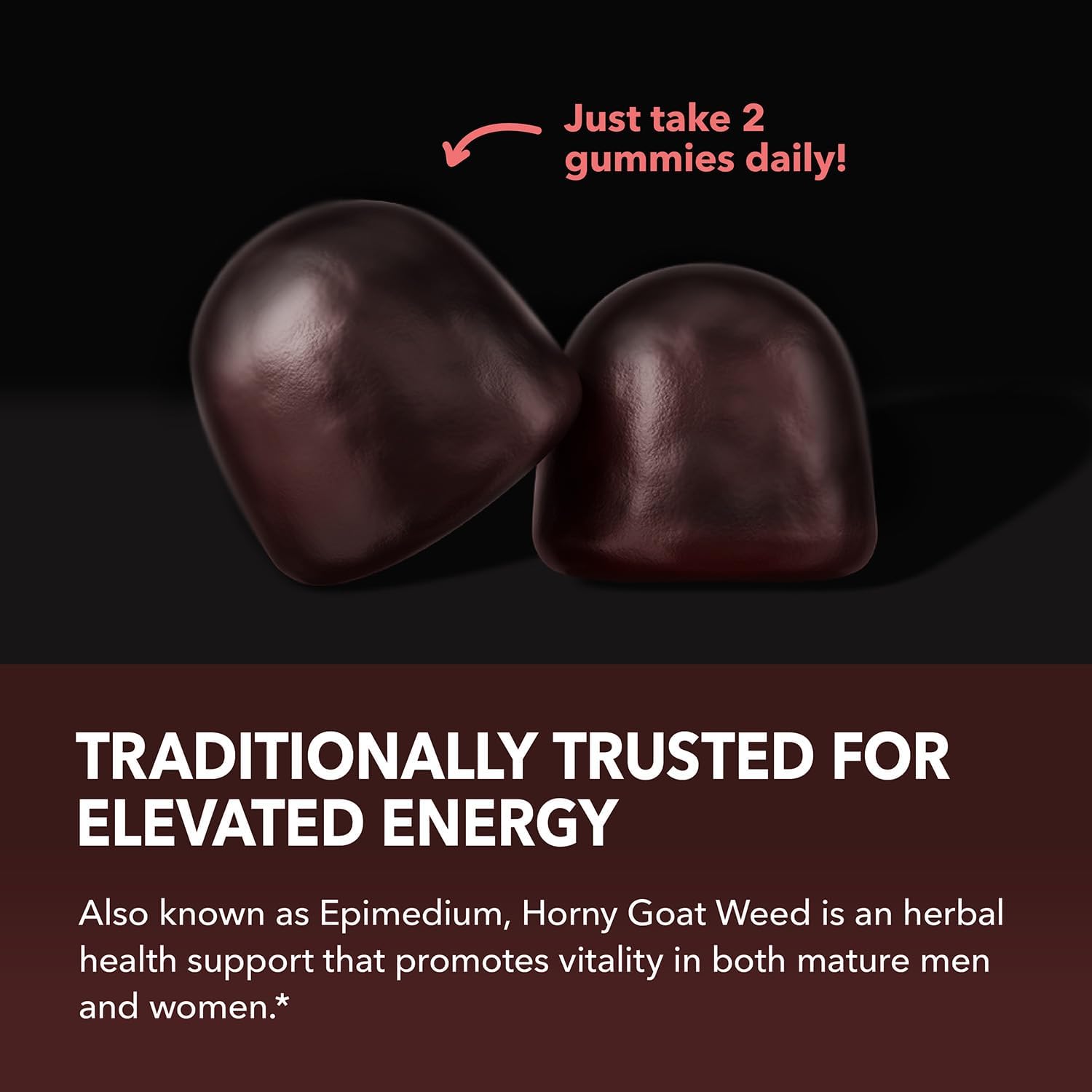 Horny Goat Weed Gummies with Vitamin B12 - Energy, Endurance & Performance Support for Men and Women - Enhanced with B12 Vitamins for Mood & Male Health Support - 60 Raspberry Vegan Gummies : Health & Household