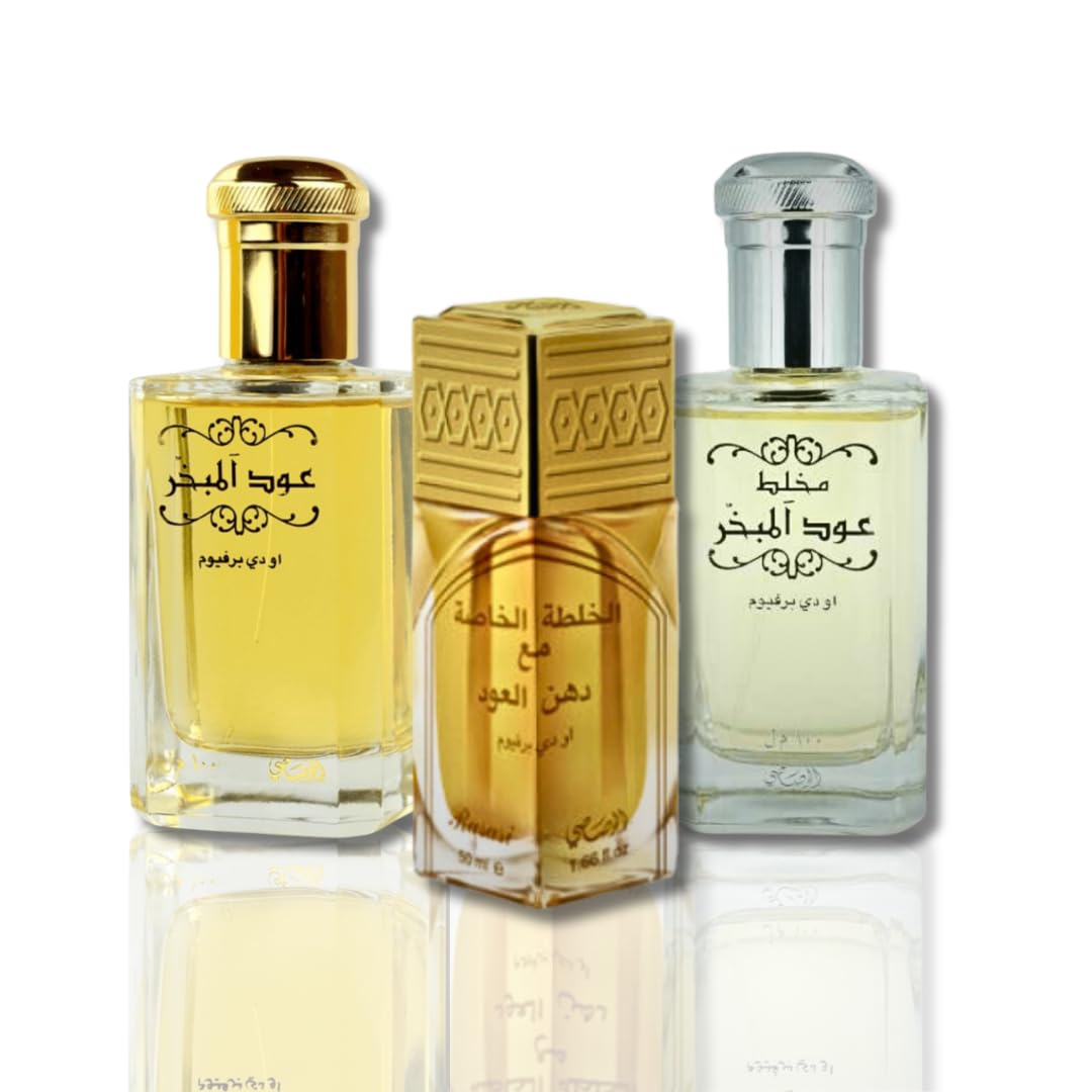 Rasasi Oudh Al Mubakhar Unisex Edp - Eau De Parfum 100 Ml (3.4 Oz) | Features Notes Like: Bergamot, Turkish Rose, Saffron, Sandalwood And Musk | Perfect Blend |